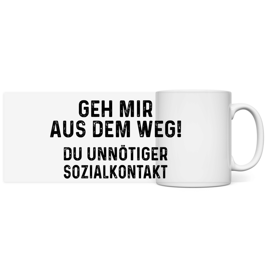 Unnötiger Sozialkontakt - Sarkasmus Spruch Tasse Kaffeebecher